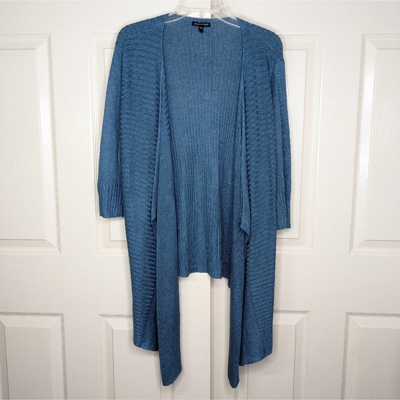 Eileen Fisher Blue Open Front Cardigan - Picture 2 of 9